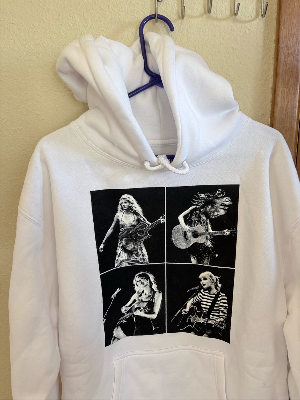 Taylor Swift White Hoodie with Black Graphic Panels